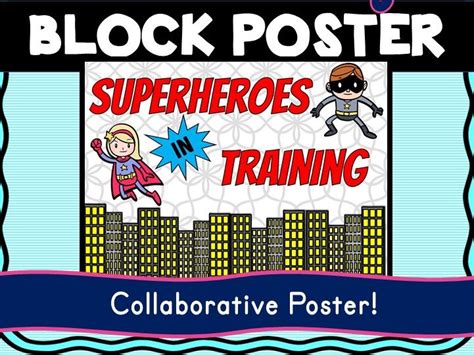 Superhero Theme Collaborative Poster Team Work Superheroes In