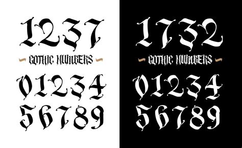 Set Of Gothic Numbers Vector Handwritten Latin Font Arabic Numerals
