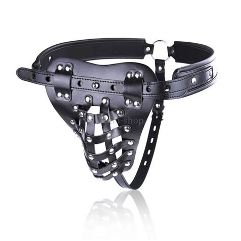 Black Pu Leather Male Chastity Belt Panties Fetish Bondage Locking Device Man G94 Chastity