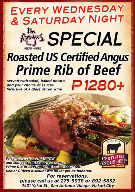 I'm angus steakhouse offers a stylish and contemporary dining. PROMO: Enjoy Prime Rib Night at I'm Angus Steakhouse ...