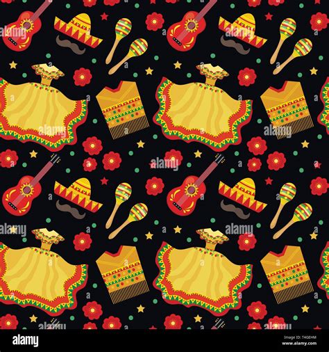 Cinco De Mayo Seamless Pattern Mexican Holiday Endless Background