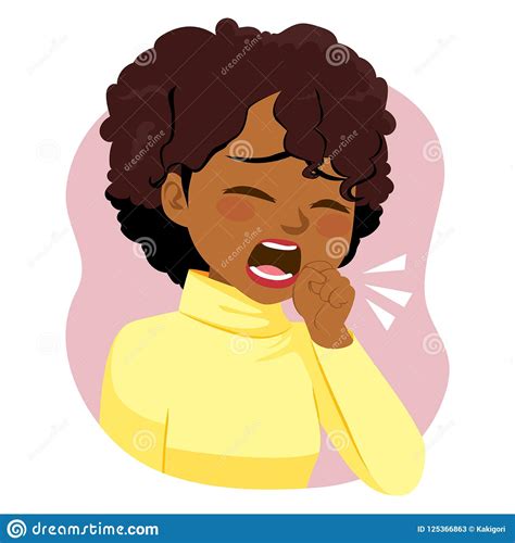 black woman coughing ill stock vector illustration of symptom 125366863