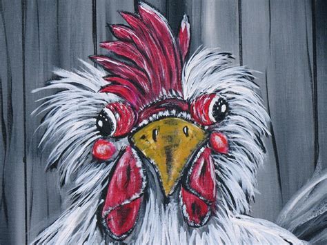 Whimsical Chicken Art Rooster Kitchen Decor Original Acrylic Etsy