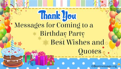 Best Thank You Messages And Wishes For Coming To Birthday Party