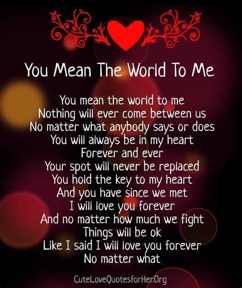 You Mean the World to Me Poems for Her & Him | Love poems for him, Love