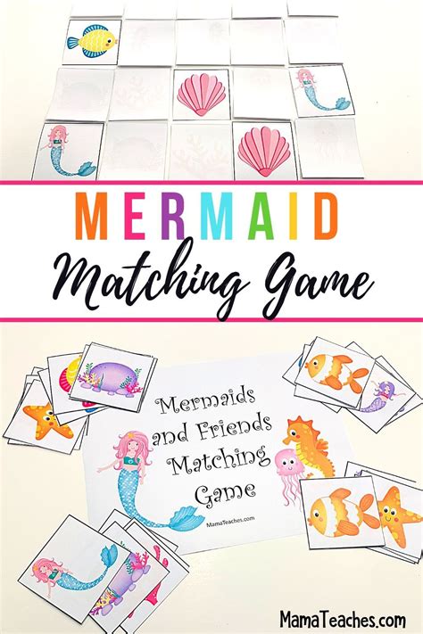 Free Printable Mermaid Matching Game Mama Teaches In 2020