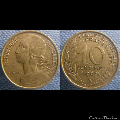 10 Centimes 1967 Moedas Mundo França Cinquième République