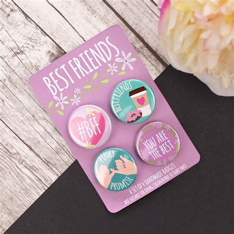 Best Friend Pinky Promise Button Badges Set Of Four Etsy Uk