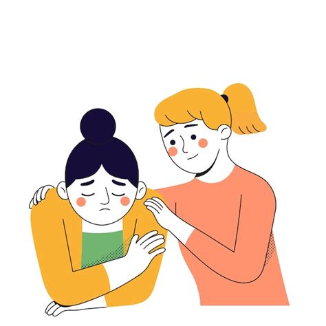 Premium Vector A Young Woman Hugs Her Friend Because Her Friend Is Sad