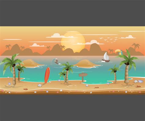 Beach Background Game 2d Game Art Partners