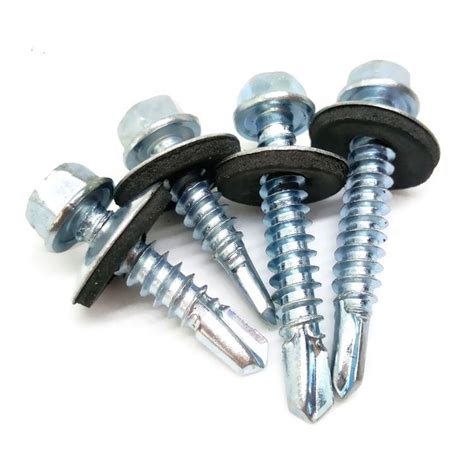 Hex Washer Head Self Drilling Screw With Epdm Washer Yellow Blue White