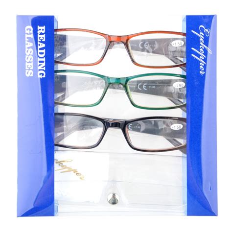 3pkr006 Eyekepper 3 Pack Stylish Look Crystal Clear Vision Comfort Spring Arms Reading Glasses