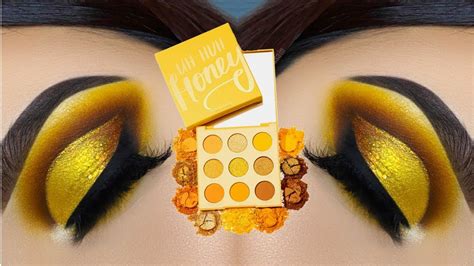 colourpop uh huh honey palette yellow eye shadow tutorial youtube