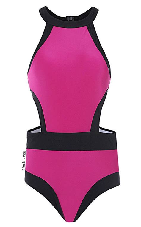 Contrast Trim Cutout One Piece Swimwear One Piece Swimwear Swimwear