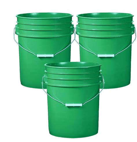 5 Gallon Plastic Bucket Green 3 Pack