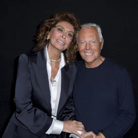 Sophia Loren Congratulating Giorgio Armani On His Show And Newly