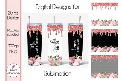 Sublimation Designs 20oz Straight Skinny Tumbler Sublimation Digital