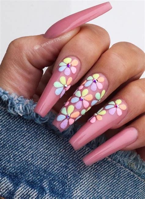 60 Beautiful Acrylic Pink Coffin Nails Art Ideas For Summer Keep