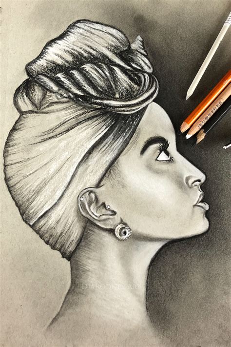 Pencil Drawing Of Black Woman