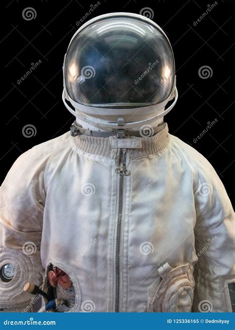 Soviet Cosmonaut Or Astronaut Or Spaceman Suit And Helmet On Black