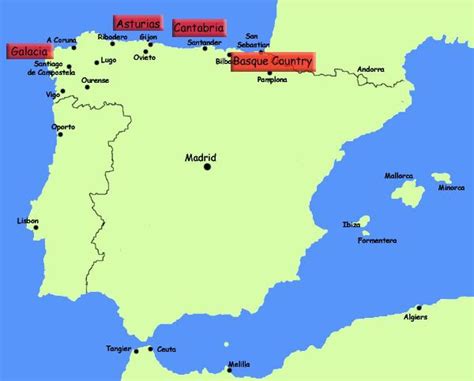 Mapa Del Norte De España La Costa Norte De España Resorts Mapa En El