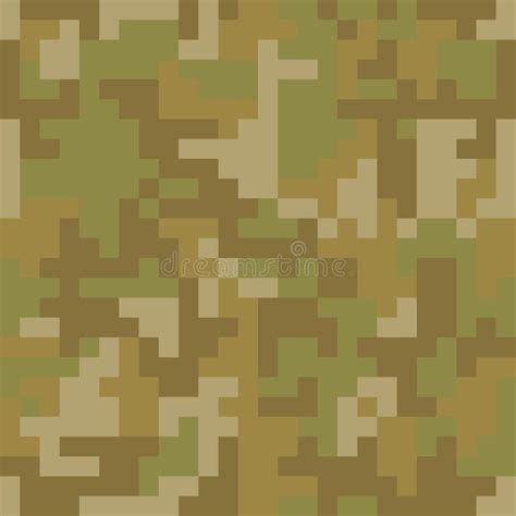 Pixel Camo Seamless Pattern Brown Desert Or Jungle Camouflage Stock
