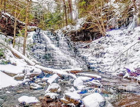 Winter Waterfall In Ricketts Glen State Park Pennsylvania Winter Art