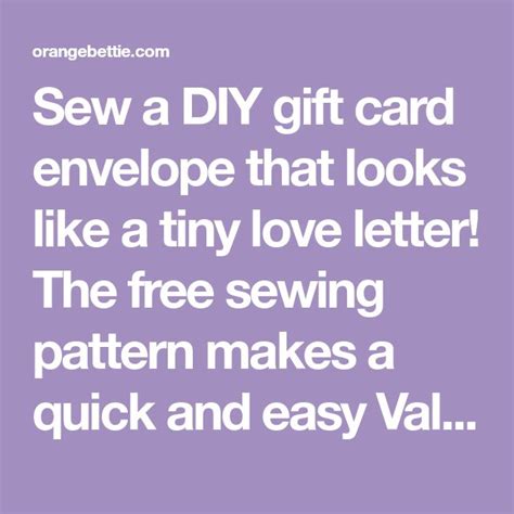 Love Letter Diy T Card Envelope Free Sewing Pattern Orange