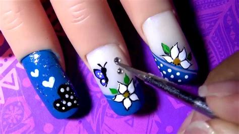 Quieres tener unas uñas cortas decoradas y que se vean hermosas? Decorado de Uñas Azul - Blue Decoration Nail Tutorial ...