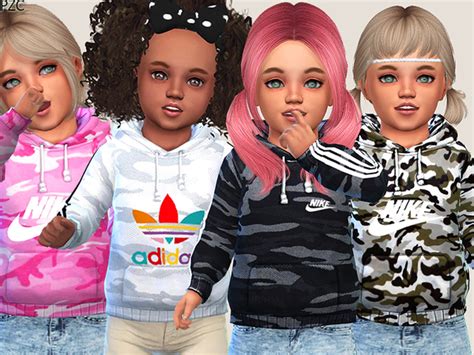 Camo Sporty Hoodies For Toddler By Pinkzombiecupcakes Sims 4 Female