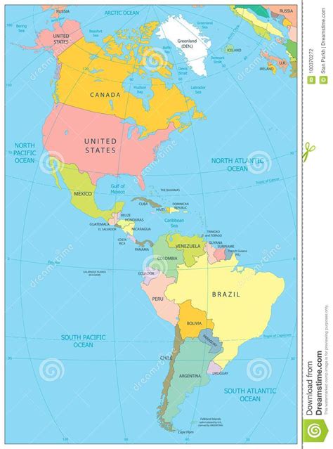 North And South America Political Map Stock Vector