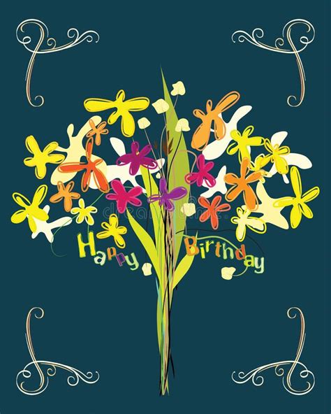 Vector Happy Bithday And Anniversary Flower Stock Vector Illustration