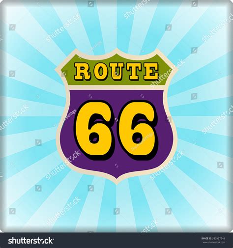 Vintage Route Sixty Six Road Sign Stock Vector Royalty Free 382957648