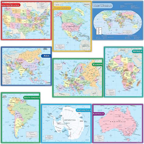 Teacher Created Resources Map Charts Set Of 9 Tcr9689 Supplyme