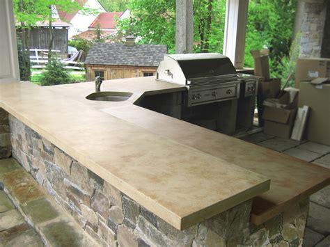 It can vary, but we used about 3 quarts of water per bag. Outdoor Living with Concrete Countertops - Traditional ...
