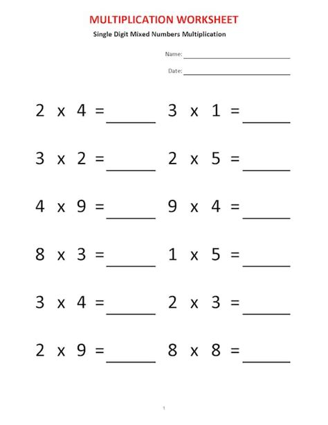 Multiplication Practice Sheets Printable Worksheets Etsy Australia