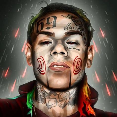 pin by farkas darnai on 6ix9ine ️ rapper drawings rapper art rap illustration