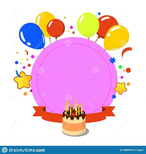 Template For Happy Birthday Card With Place For Text Balloon And