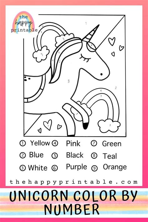Unicorn Color By Number Video Unicorn Colors Summer Coloring Pages