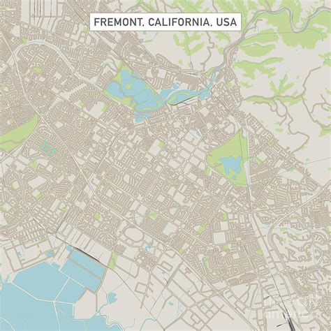 Fremont California Us City Street Map Digital Art By Frank Ramspott