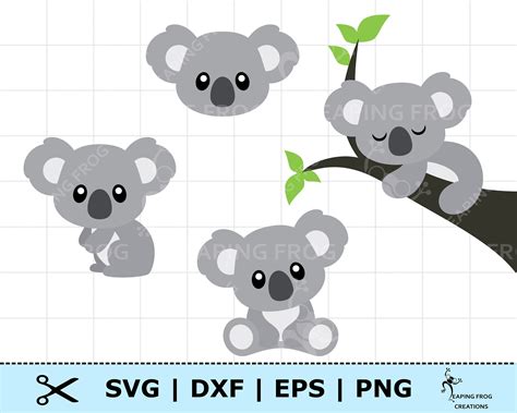 Koala SVG. PNG. Cricut cut files layered. Silhouette files. | Etsy