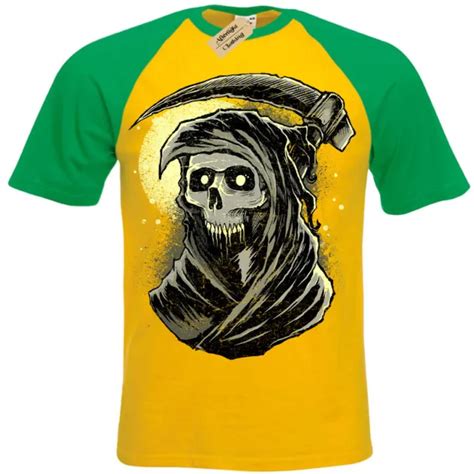 Grim Reaper T Shirt Skull Death Skeleton Scythe Short Sleeve Baseball