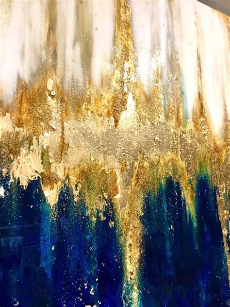 Blue And Gold Acrylic Painting Warehouse Of Ideas