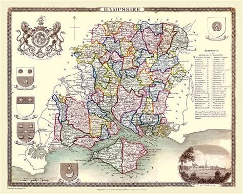 Background Images Of Old County Map Of Hampshire 1836 By Thomas Moule