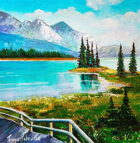 Glacier Mountain Painting Original Art National Park Painting Etsy