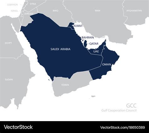 Map Gulf Cooperation Council Gccs Royalty Free Vector Image