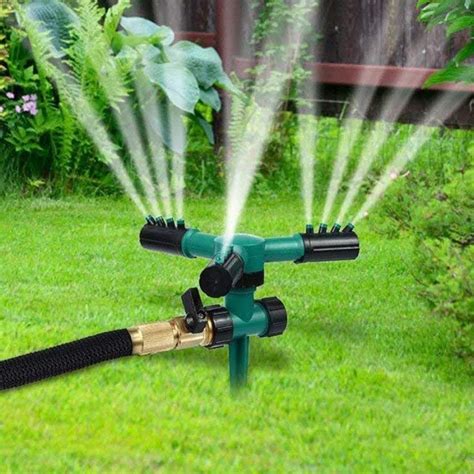 360 Degree Automatic Rotating Three Arm Garden Sprinkler Spike Lawn Water Sprayer Irrigation