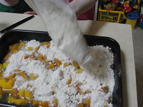 Cut up the butter and dot the cake mix with the butter. C Mom Cook: Super Easy Peach Cake (Cobbler)