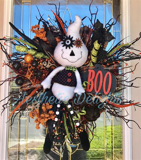 Boo Wreath Halloween Wreath Ghost Wreath-Halloween Decor | Etsy ...