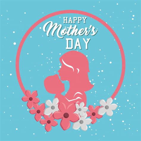 Tarjeta Del Día De Las Madres Felices Con La Silueta De